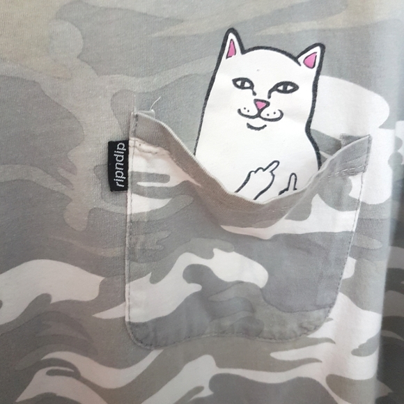 RIP N DIP L Cat Grey Camo T-Shirt Size Large - Picture 6 of 8